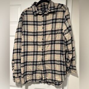H&M Men's Checkered Shirt Jacket - Black and Tan